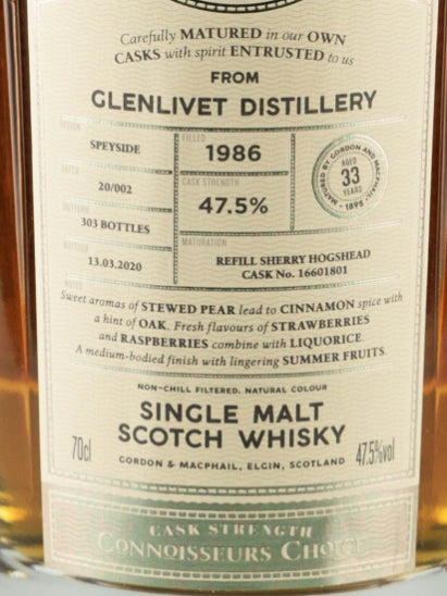 Connoisseur's Choice Cask Strength Glenlivet 33 Years Old 1986