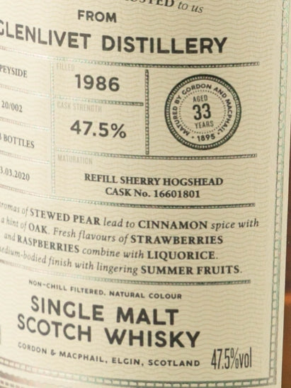 Connoisseur's Choice Cask Strength Glenlivet 33 Years Old 1986