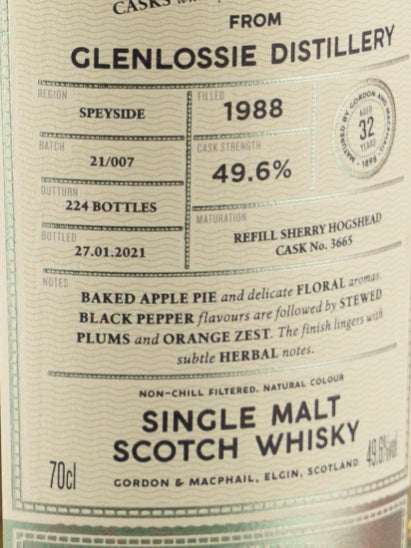 Connoisseur's Choice Cask Strength Glenlossie 32 Years Old 1988
