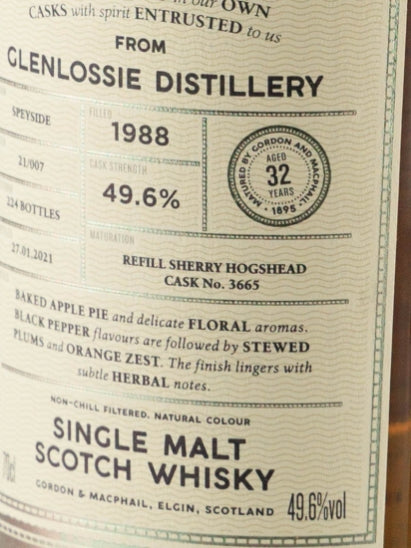 Connoisseur's Choice Cask Strength Glenlossie 32 Years Old 1988