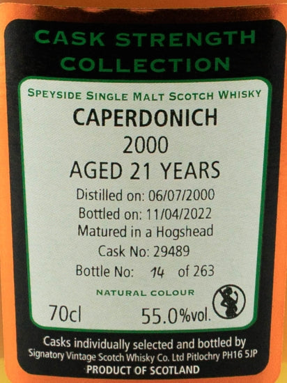 Signatory Vintage Caperdpnich 21 Years Old 2000