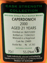 Load image into Gallery viewer, Signatory Vintage Caperdpnich 21 Years Old 2000