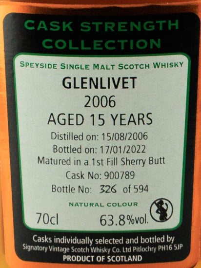 Signatory Vintage Glenlivet 15 Years Old 2006