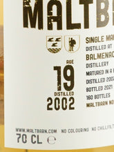 Load image into Gallery viewer, Maltbarn Balmenach 19 Year Old 2002