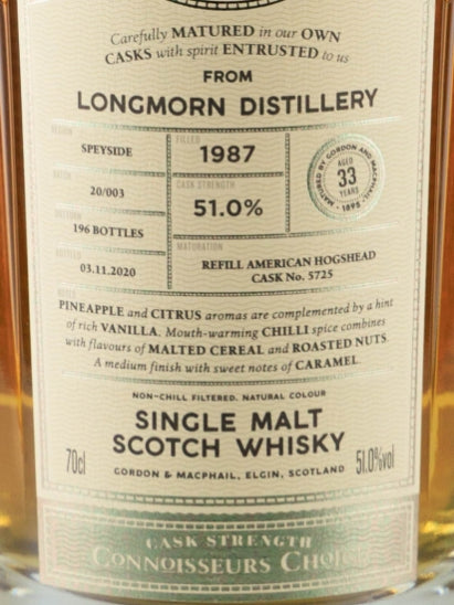 Connoisseur's Choice Cask Strength Longmorn 33 Year Old 1987
