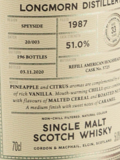 Connoisseur's Choice Cask Strength Longmorn 33 Year Old 1987