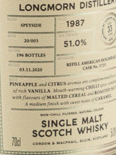Load image into Gallery viewer, Connoisseur's Choice Cask Strength Longmorn 33 Year Old 1987
