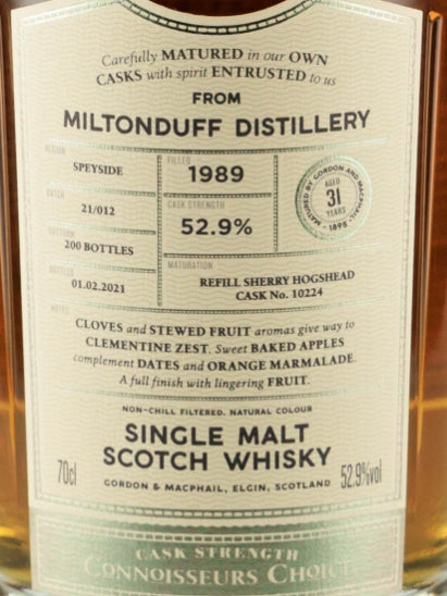 Connoisseur's Choice Cask Strength Miltonduff 31 Year Old 1989