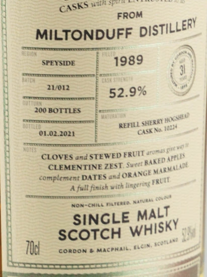 Connoisseur's Choice Cask Strength Miltonduff 31 Year Old 1989