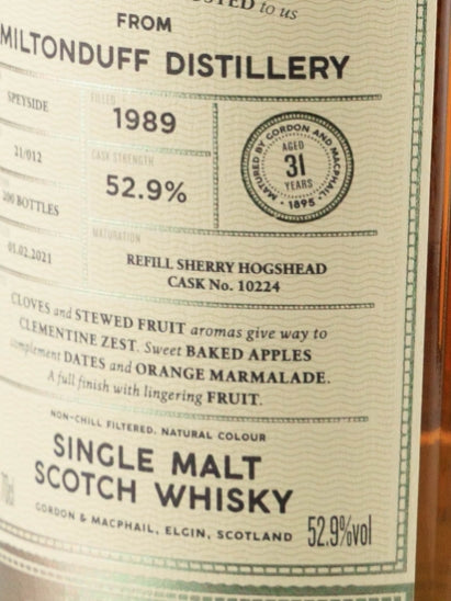 Connoisseur's Choice Cask Strength Miltonduff 31 Year Old 1989