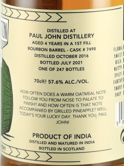 Single Cask Nation Paul John 4 Year Old 2016