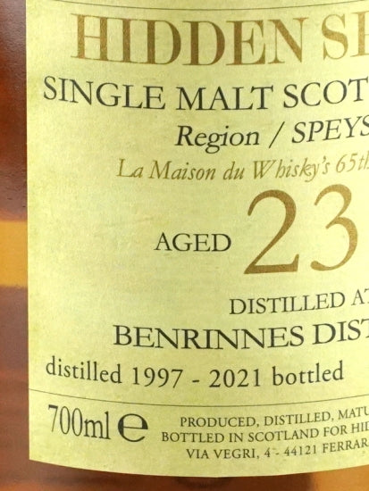Hidden Spirits Benrinnes 23 Year Old 1997