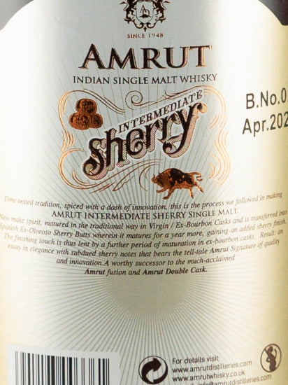 Amrut Indian Single Malt Intermediate Sherry