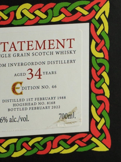 Black Adder Statement Invergordon 34 Year Old 1988