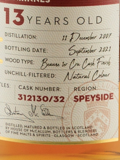 House of McCallum Benrinnes 13 Year Old 2007