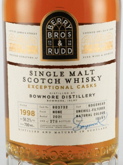 BB&R Exceptional Cask Bowmore 23 Year Old 1998