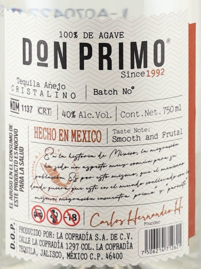 La Cofradia Don Primo Cristalino Anejo