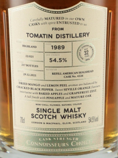 Connoisseur's Choice Cask Strength Tomatin 32 Years 1989