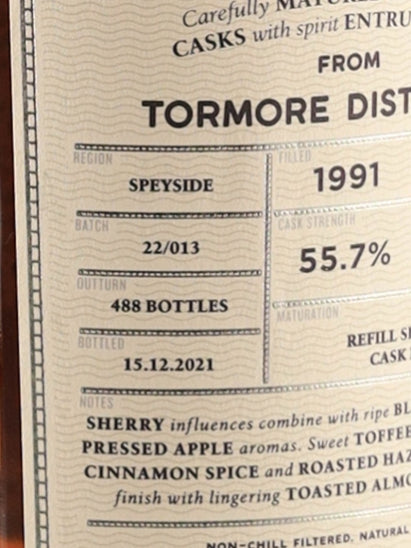 Connoisseur's Choice Cask Strength Tomore 30 Years 1991