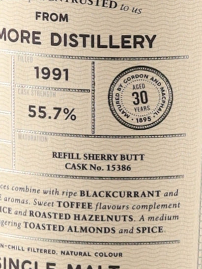 Connoisseur's Choice Cask Strength Tomore 30 Years 1991