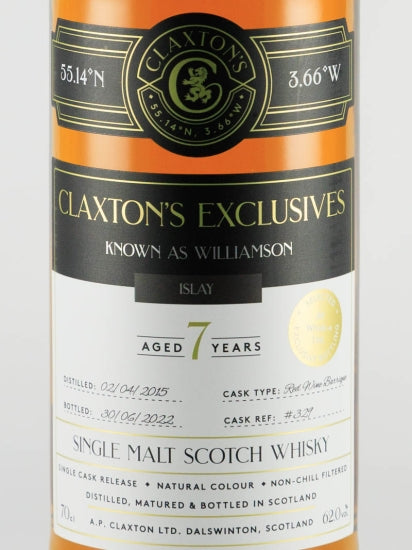 Claxton's Exclusives Williamson 7 Year Old 2015 62% 700ml - image 2