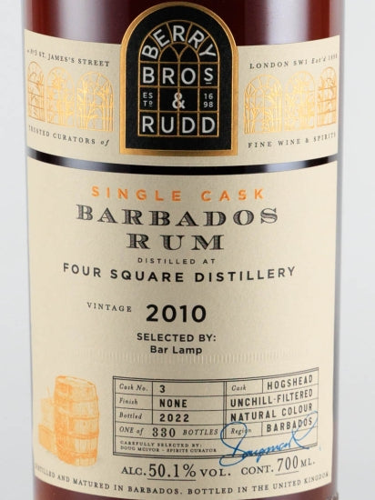 BB&R Barbados Foursquare Rum 11 Years 2010 for Bar Lamp