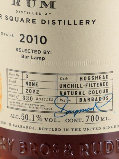 BB&R Barbados Foursquare Rum 11 Years 2010 for Bar Lamp