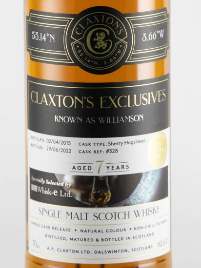Claxton's Exclusives Williamson 7 Years 2015 62.2%