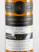 Load image into Gallery viewer, Claxton's Exclusives Williamson 7 Years 2015 62.2%