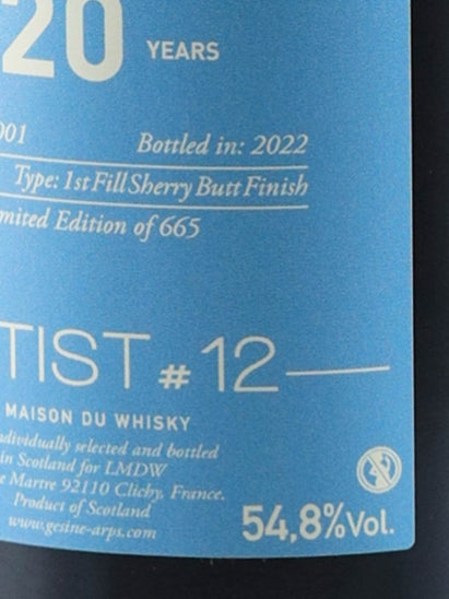LMDW Artist Bowmore 20 Year Old 2001