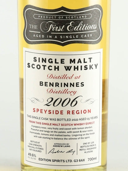 First Editions Benrinnes 15 Year Old 2006