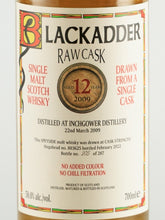 Load image into Gallery viewer, Black Adder Raw Cask Inchgower 12 Year Old 2009