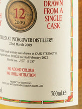 Load image into Gallery viewer, Black Adder Raw Cask Inchgower 12 Year Old 2009