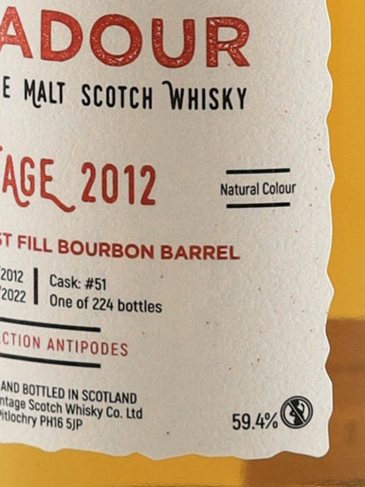 Edradour 10 Year Old 2012 Bourbon Antipodes