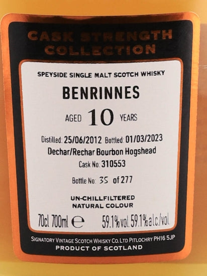 Signatory Benrinnes 10 Year Old 2012