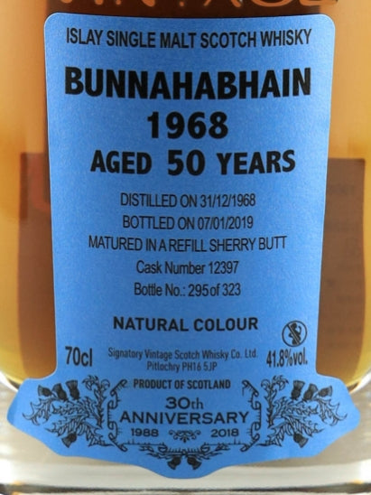Signatory Bunnahabhain 50 Year Old 1968 30th Anniversary