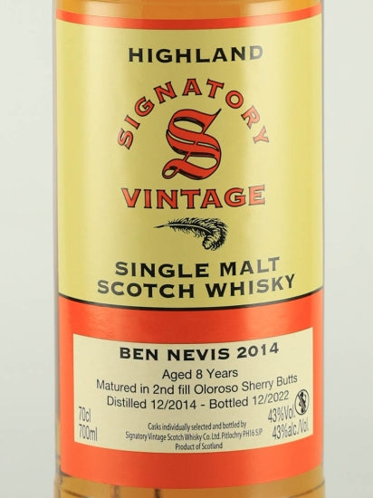 Signatory Ben Nevis 8 Year Old 2014 43%