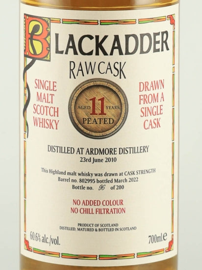 Black Adder Raw Cask Ardmore 11 Year Old 2010 Peated