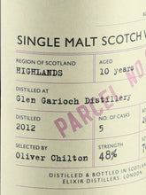 Load image into Gallery viewer, The Single Malts of Scotland Reserve Cask Glen Garioch 10 Year Old 2012