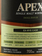 Load image into Gallery viewer, M&amp;H Apex Ex Rye Whisky Cask