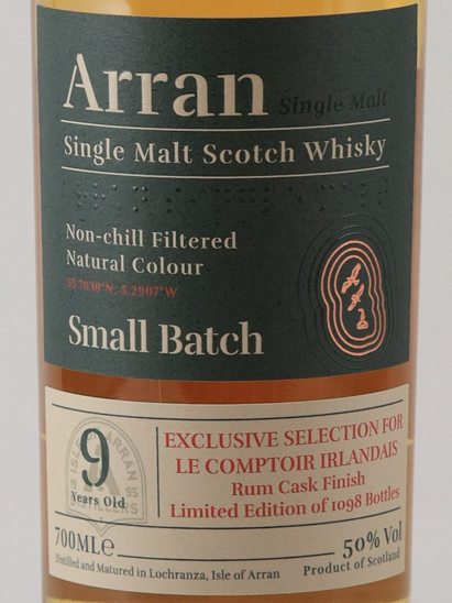 Arran Small Batch 9 Year Old Rum Cask Finish