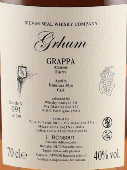 Silver Seal Grappa Reserva Grhum
