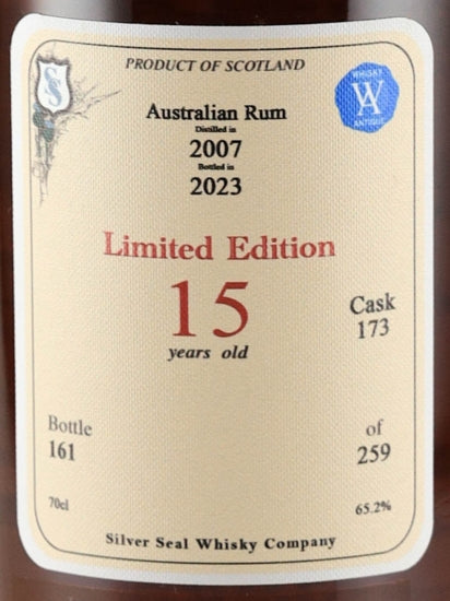 Silver Seal Australian Rum 15 Year Old 2007