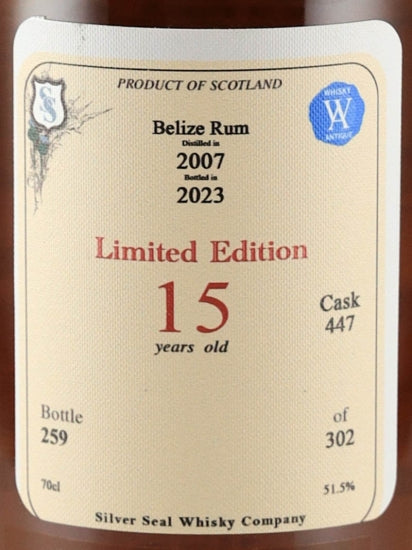 Silver Seal Belize Rum 15 Year Old 2007