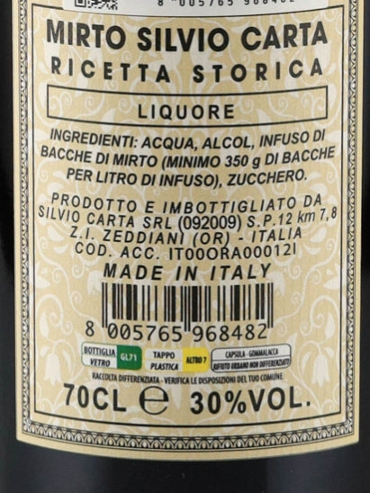 Silvio Carta Mirto Rosso Ricetta Storica