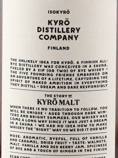 Kyro Malt Rye Whiskey 700ml