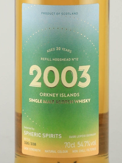 Spheric Spirits Orkney 20 Year Old 2003