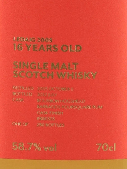 Malt Grain & Cane Ledaig 16 Year Old 2005
