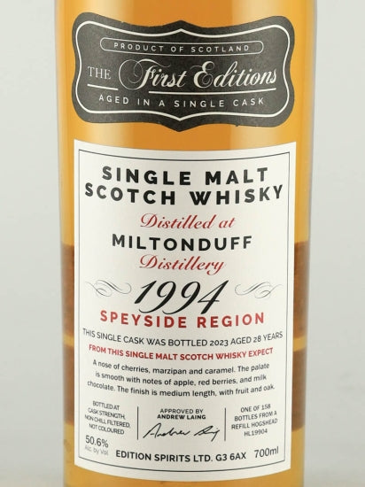 First Editions Miltonduff 28 Year Old 1994
