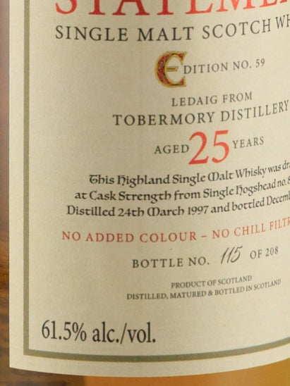 Black Adder Statement Ledaig 25 Year Old 1997